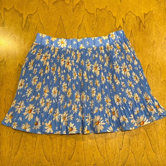 Floral Daisy Festival Blue White Yellow Mini Skirt Small - Picture 4 of 5